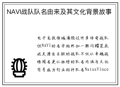 NAVI战队队名由来及其文化背景故事